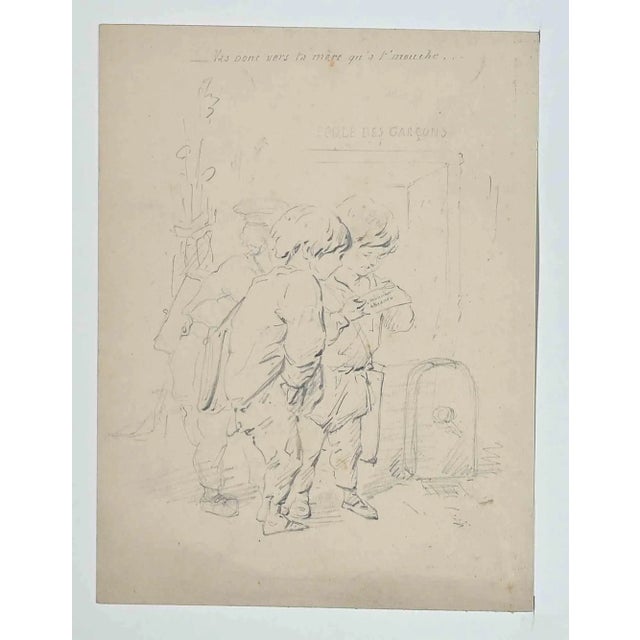 Alfred Grevin, Kids, Original Drawing, Late-19th-Century For Sale - Image 3 of 3