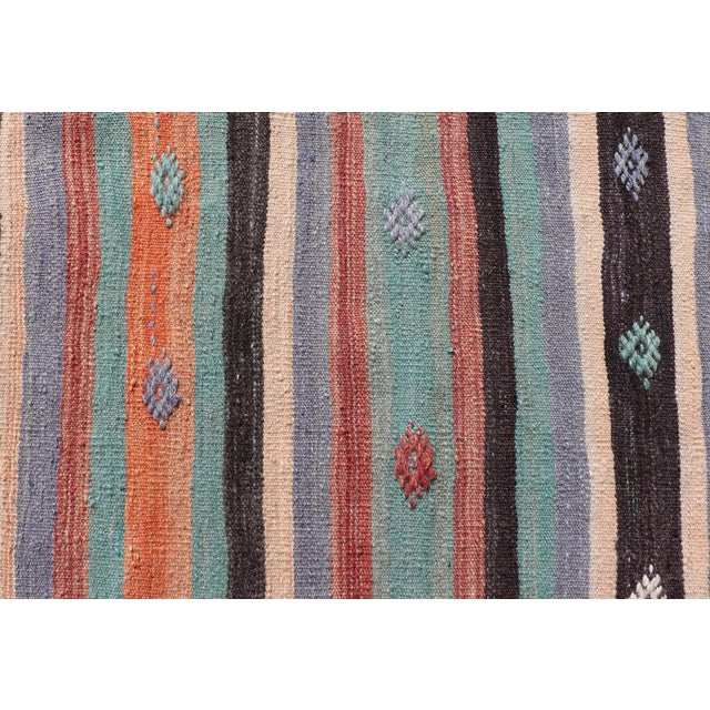 Vintage Turkish Kilim in Multi Colors and Geometric Tribal Motifs For Sale In Atlanta - Image 6 of 10
