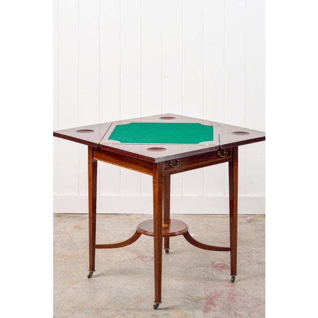 Brown 1910s Edwardian Mahogany Envelope Card Table For Sale - Image 8 of 18