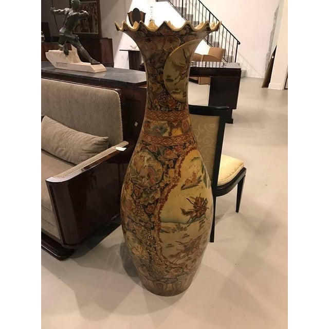 54" hand-painted palace floor vase depicting samurai warriors and other Japanese motifs. Stunning details with horses,...