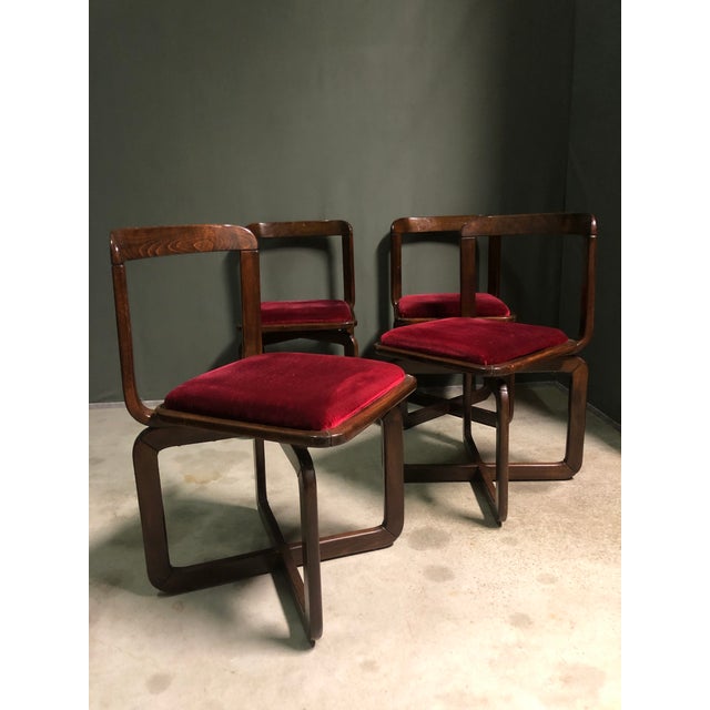 Brown Vintage Italian Dining Chairs, 1960s, Set of 4 For Sale - Image 8 of 11