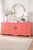Exceptional Hollywood Regency–style Asian-inspired dresser professionally refinished in Tucson Coral lacquer with a satin...