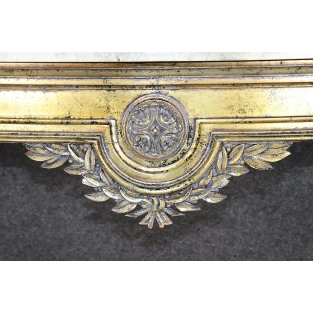 Gorgeous Gold Leaf Wall Mounted Faux Marble French Louis XVI Console Table For Sale - Image 12 of 12