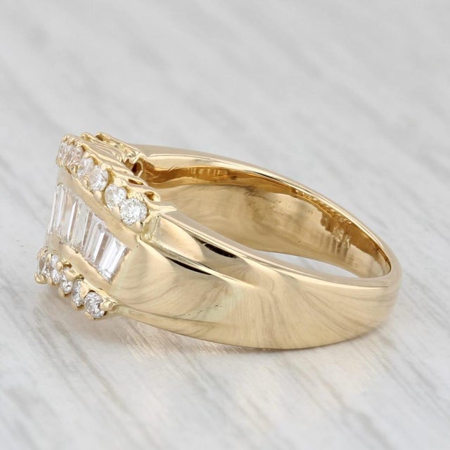 2010s 1.04ctw Baguette Diamond Ring 18k Yellow Gold Size 6.75 Contoured Band For Sale - Image 5 of 8