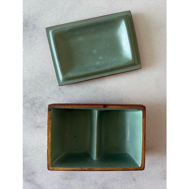 Ceramic Vintage Italian Borghese Gold Gilt Chalk Ware Trinket Vanity Box For Sale - Image 7 of 12