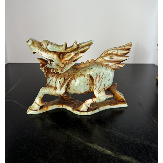 Antique Hand Carved Stone Qilin Pair For Sale - Image 4 of 12