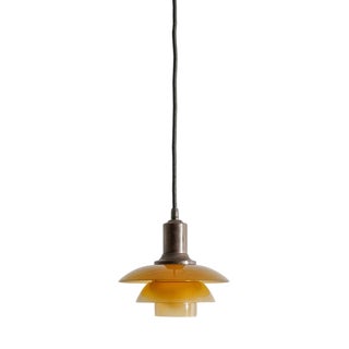 Danish Mid Century PH2/2 Ceiling Pendant Lamp with Amber Shade by Poul Henningsen for Louis Poulsen, 1930s For Sale