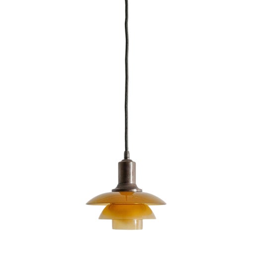 Danish Mid Century PH2/2 Ceiling Pendant Lamp with Amber Shade by Poul Henningsen for Louis Poulsen, 1930s For Sale