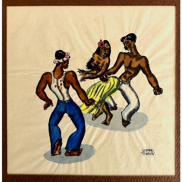 Expressionism A Set of Two Original Woodblock Prints of 1940s Tahitian Life, by Wolfgang Wolff For Sale - Image 3 of 9