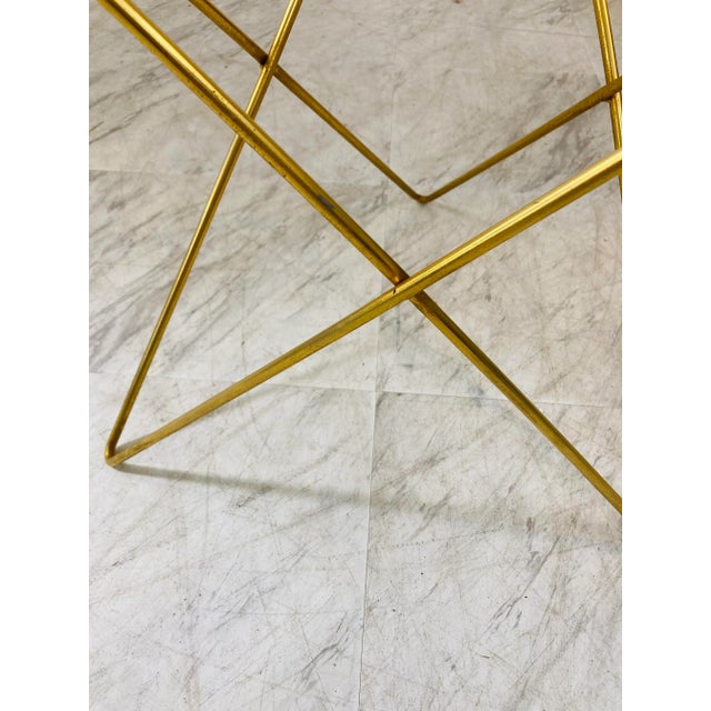 Star Shaped Gold and Glass Side Table For Sale - Image 4 of 8