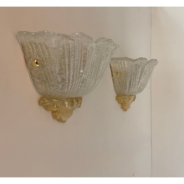 Vintage Pressed Molded Murano Glass Wall Sconces, Italy, 1980, Set of 2 For Sale - Image 10 of 13