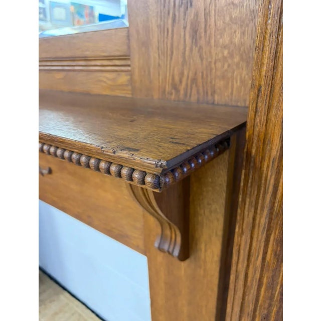 Early 20th Century Antique Tiger Oak Fire Surround For Sale - Image 5 of 12