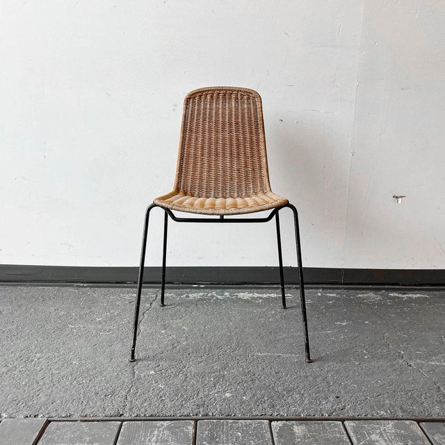 Vintage Metal and Wicker Chair For Sale - Image 9 of 18