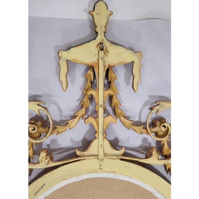 Share Vintage Italian 20th C Carved Wood Parcel Gilt & Silver Oval Wall Mirror For Sale - Image 15 of 15
