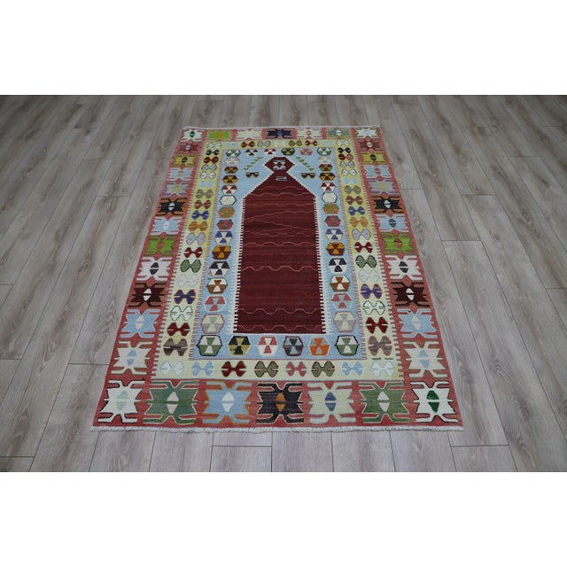 1980s Tribal Red Hand Knotted Kilim Rug For Sale - Image 11 of 11
