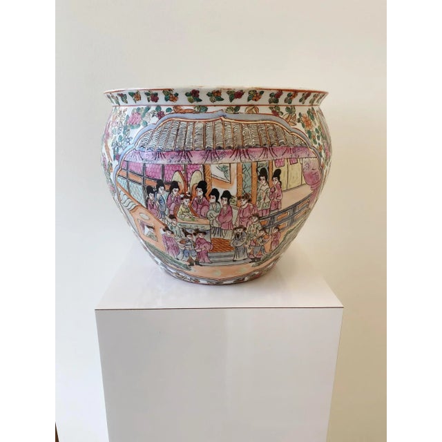 Mid 20th Century Mid 20th Century Hand Painted Chinoiserie Planter Vase Bowl For Sale - Image 5 of 5