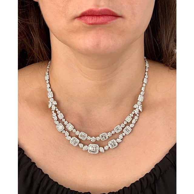 Metal 18 Carats VS E Quality Diamond 18 Karat White Gold Necklace Bridal Brand New For Sale - Image 7 of 18