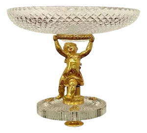 Baccarat Ormolu Putto and Cut Crystal Tazza