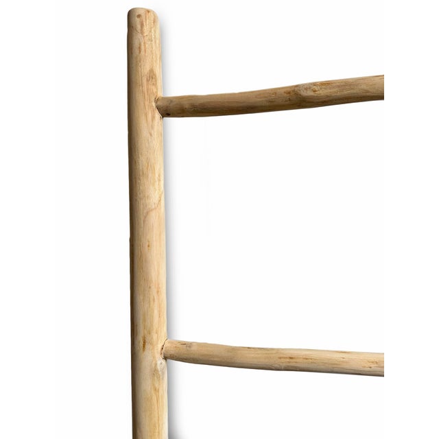 Organic Modern Teak Raw Wood Display Ladder For Sale - Image 4 of 5