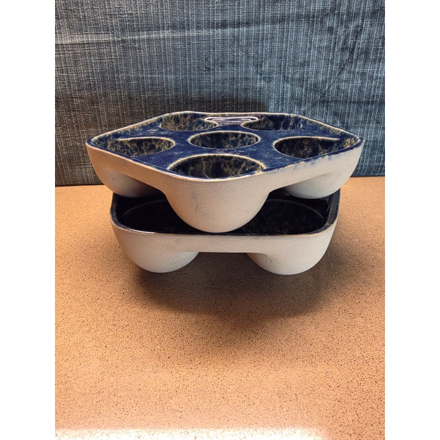 Pair of Bennington Blue Agate Escargot Dishes For Sale In San Antonio - Image 6 of 7