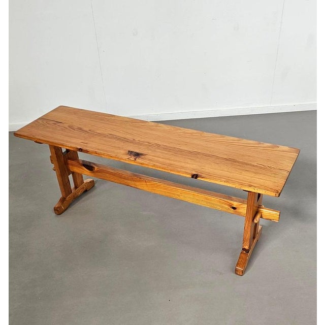 Scandinavian Modern Pinewood Benches and Dining Table, 1970s, Set of 3 For Sale - Image 13 of 18