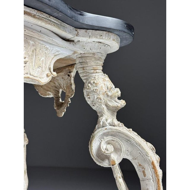 French Side Table in Hand-Carved Wood with Marble Top For Sale - Image 13 of 18