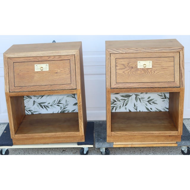 1970s 1970s Henredon Campaign Pair of Nightstands For Sale - Image 5 of 9