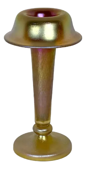 Loetz Candia Silberiris Art Glass Vase: Gold Iridescent Mushroom Form