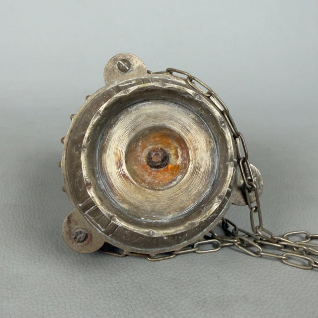 Metal Antique Handcrafted Embossed Brass Thurible Sacred Censer, Early 1900s For Sale - Image 7 of 12