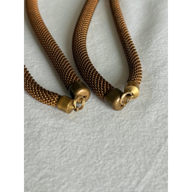 Vintage 1980s Italian Style Bronze Tone Woven Mesh Rope Collar Necklace For Sale - Image 13 of 15