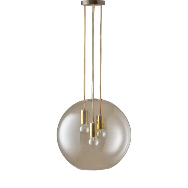 Swedish Glass and Brass Pendant Light by Axel Annell, 1960s For Sale