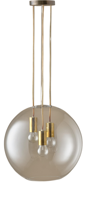 Swedish Glass and Brass Pendant Light by Axel Annell, 1960s