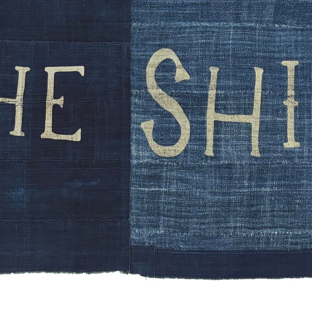 Large Patchwork Indigo Flag, Don't Give Up the Ship, Unique For Sale - Image 4 of 4