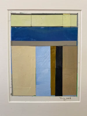 "Lakes Series" Contemporary Original Abstract Landscape Collage Painting on Paper by Bryan Young