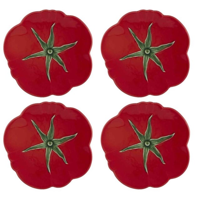 Bordallo Pinheiro Tomato Bread & Butter Plates, Set of 4 For Sale In New York - Image 6 of 6