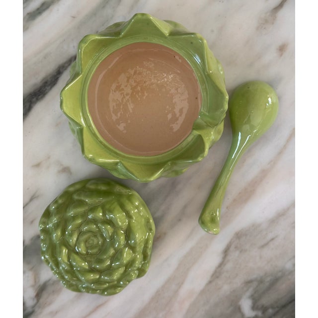 Late 20th Century MOS26damageVintage Studio Art Artichoke Motif Condiment Server For Sale - Image 5 of 11