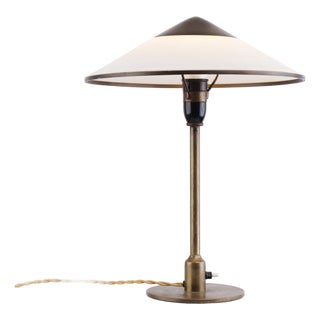 Table Lamp in Brass with Off-White Shade by Niels Thykier For Sale