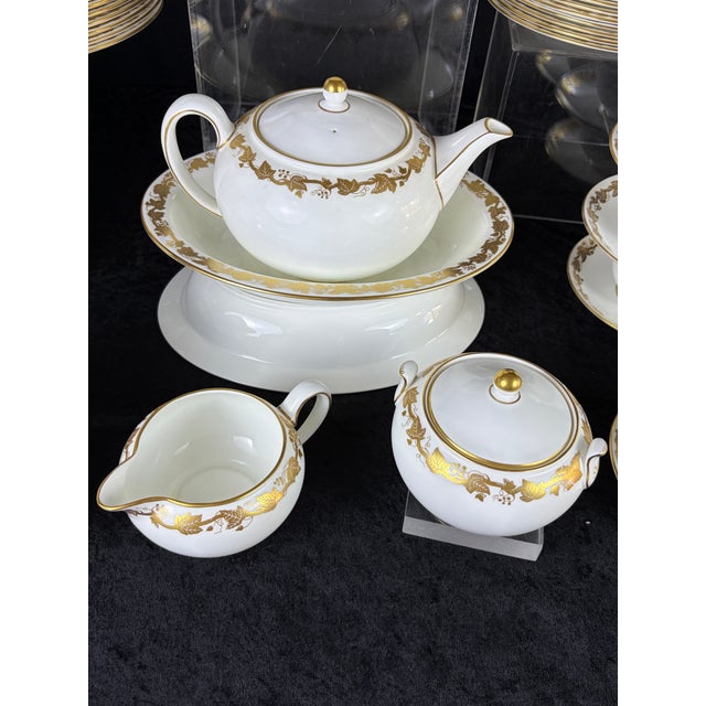 Wedgwood Whitehall White (W4001) Fine Bone China Dinnerware — Complete 8-Place Estate Setting With Tea Service (59-Piece Master Lot #1) For Sale - Image 11 of 16