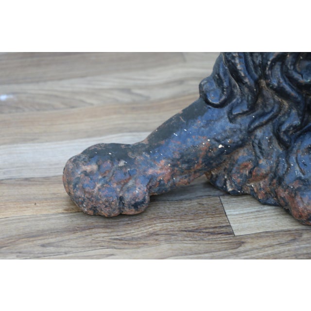 Metal 19th Century Antique English Cast Iron Lion Fireplace Andirons | Pair | Victorian Hearth Decor For Sale - Image 7 of 18