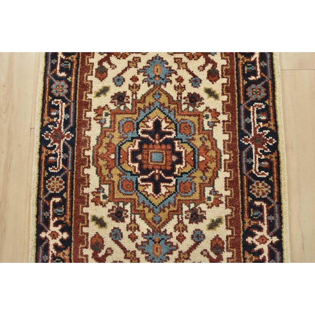 2020s Heriz Runner 2’6” X 8’7” Ivory Wool Tribal Hand-Knotted Oriental Rug For Sale - Image 5 of 13
