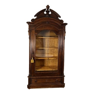 19th Century Victorian Eastlake Walnut and Birdseye Maple Armoire For Sale