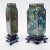 Antique Chinese Cloisonne Rare Rhombus Shaped Vases in Green With Rose Wood Stands, a Pair Depicting Beautiful Flowers in...
