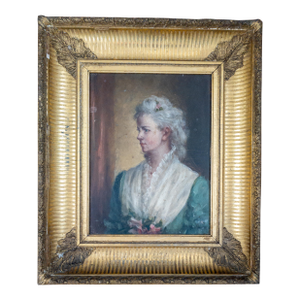 Early 20th Century American Portrait of a Pretty Lady in Gold Frame