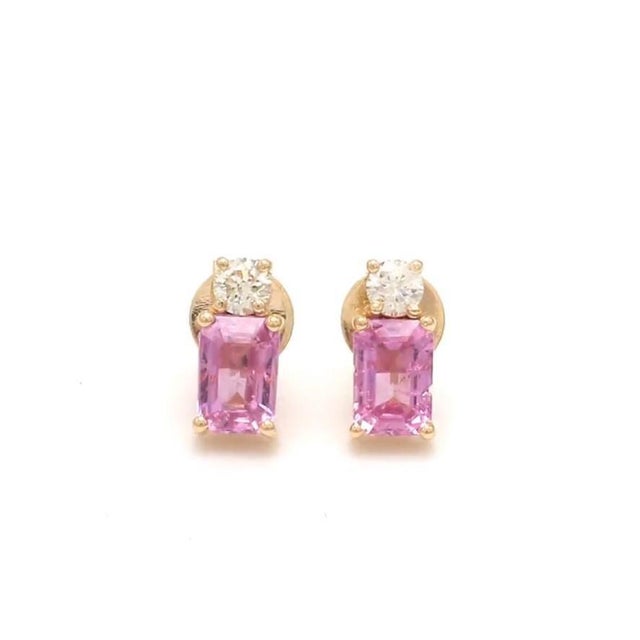 1.16 cts Natural pink sapphire & 0.21 cts diamond gold in 14k gold For Sale - Image 17 of 18