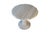 This elegant pedestal table is crafted entirely from solid white marble, showcasing beautiful natural grey veining...