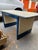 Metal Vintage Industrial Steel Work Desk With Blue Frame and White Formica Top For Sale - Image 7 of 9