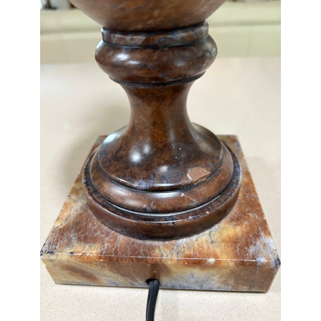 Italian Alabaster Lamp 26” Tall x 5” Base Amber, Browns and Creams