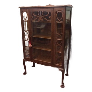 Antique Oak China Cabinet, Art Deco Cabinet For Sale