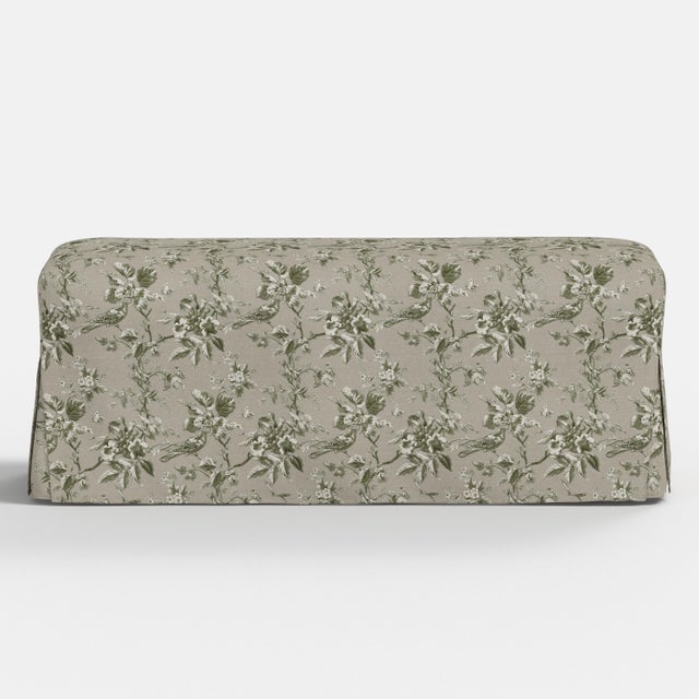 Not Yet Made - Made To Order Stoffer Home x Cloth & Company Lindy Slipcover Dining Bench in Bird Toile Olive For Sale - Image 5 of 5
