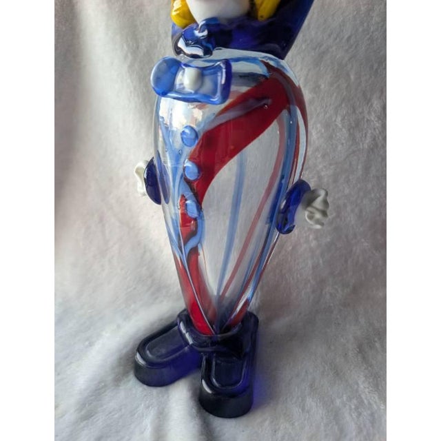 Vintage Italian Murano Hand-Blown Art Glass Clown – 12" – Red, White, & Blue Swirl For Sale - Image 4 of 4